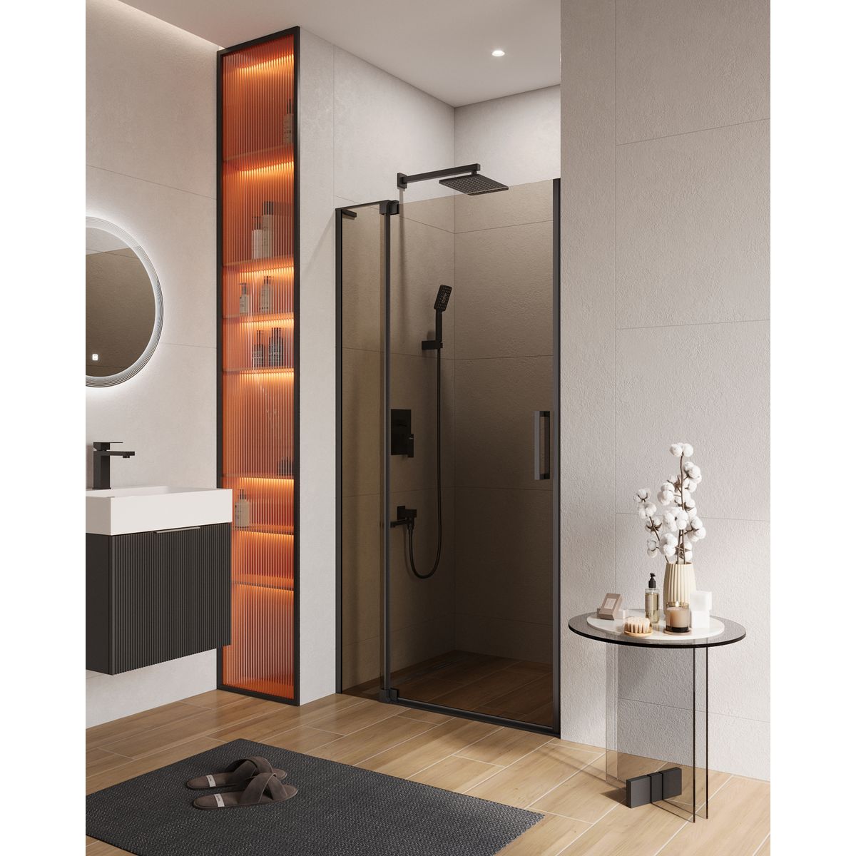 Душевая дверь в нишу CEZARES SLIDER-B-1-100/110-BR-NERO