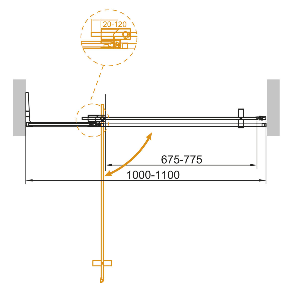 Душевая дверь в нишу CEZARES SLIDER-B-1-100/110-C-Cr
