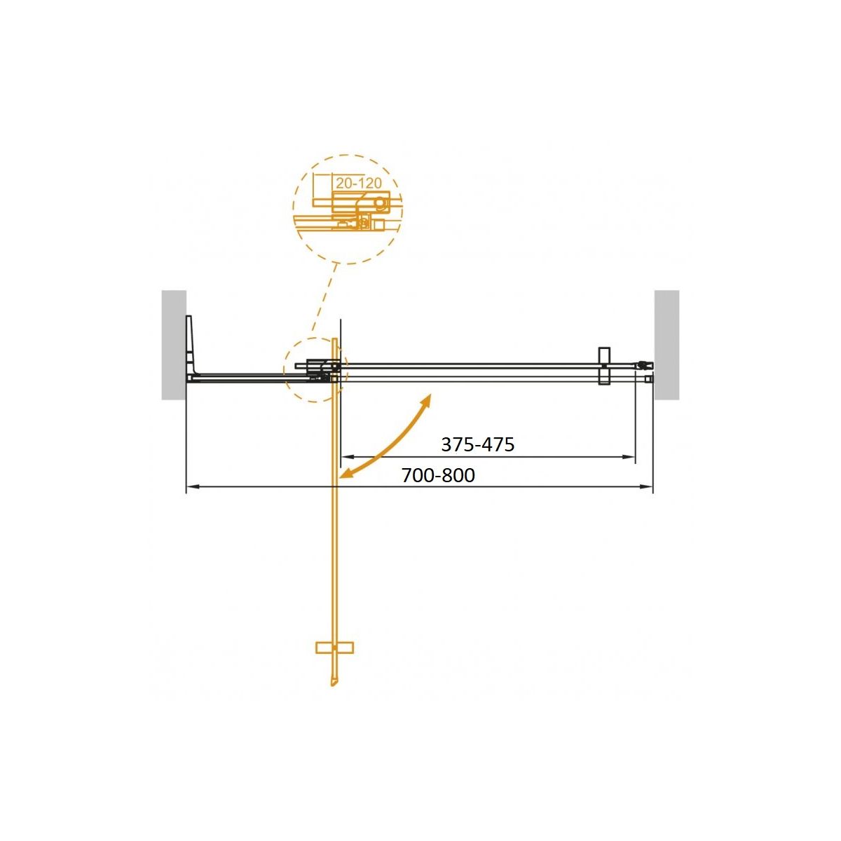 Душевая дверь в нишу CEZARES SLIDER-B-1-70/80-C-Cr