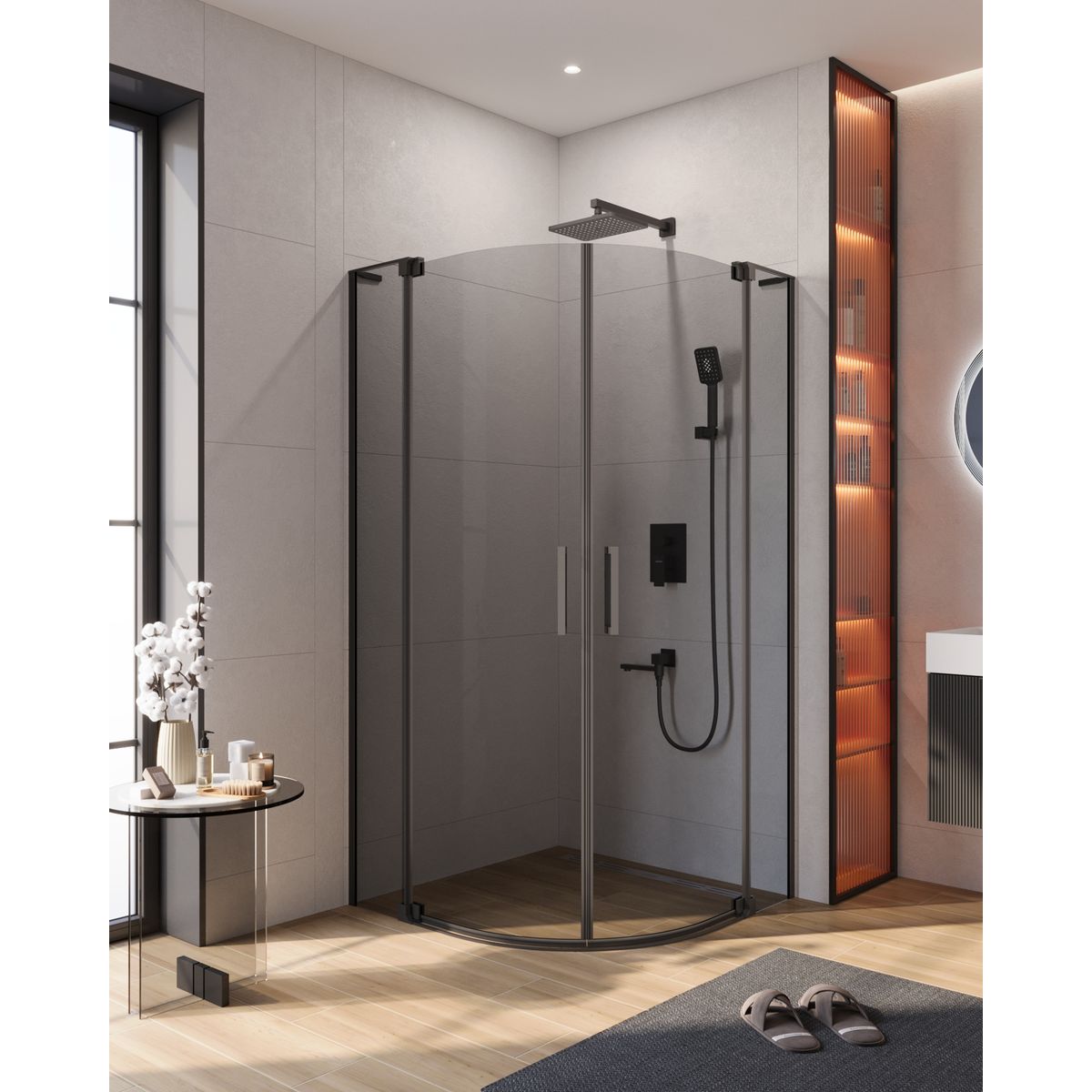 Душевой уголок CEZARES SLIDER-R-2-90/100-GRIGIO-NERO