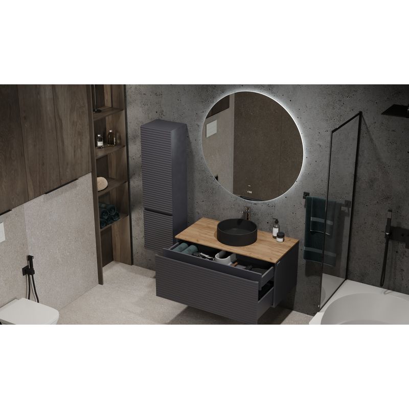 Тумба под раковину Jorno Cossety 100 подвесная / Coss.01.100/P/A-DZ/JR антрацит/дуб крафт золотой