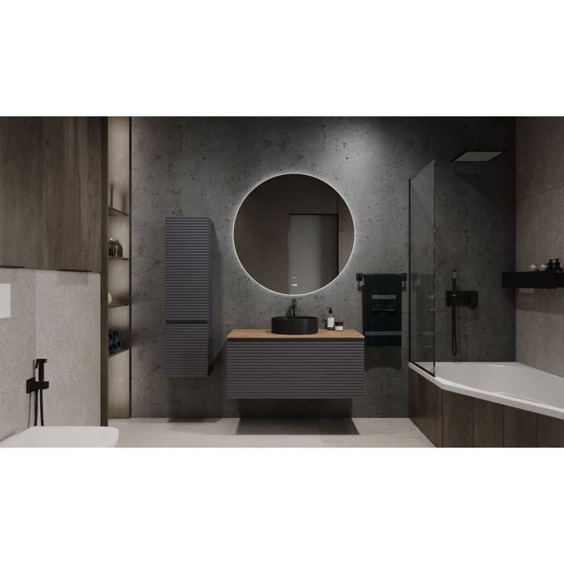 Тумба под раковину Jorno Cossety 100 подвесная / Coss.01.100/P/A-DZ/JR антрацит/дуб крафт золотой