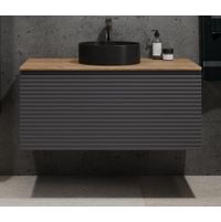 Тумба под раковину Jorno Cossety 100 подвесная / Coss.01.100/P/A-DZ/JR антрацит/дуб крафт золотой — 1