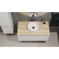 Тумба под раковину Jorno Cossety 100 подвесная / Coss.01.100/P/W-DG/JR белый/дуб мавелла голд — 3