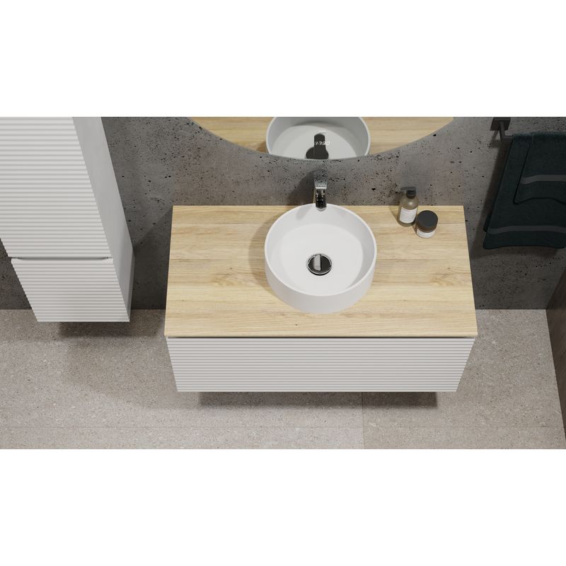 Тумба под раковину Jorno Cossety 100 подвесная / Coss.01.100/P/W-DG/JR белый/дуб мавелла голд