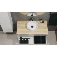 Тумба под раковину Jorno Cossety 100 подвесная / Coss.01.100/P/W-DG/JR белый/дуб мавелла голд — 5