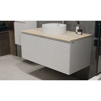 Тумба под раковину Jorno Cossety 100 подвесная / Coss.01.100/P/W-DG/JR белый/дуб мавелла голд — 4