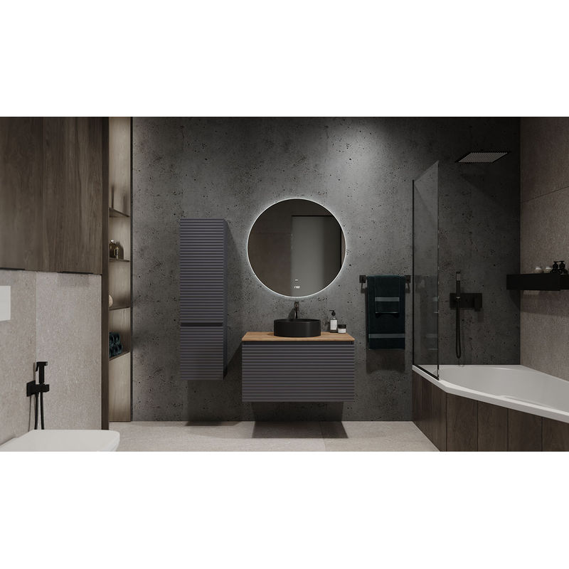 Тумба под раковину Jorno Cossety 80 подвесная / Coss.01.80/P/A-DZ/JR антрацит/дуб крафт золотой