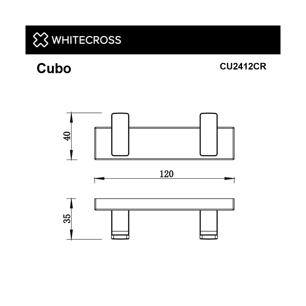 Крючок двойной WHITECROSS Cubo CU2412CR (хром)