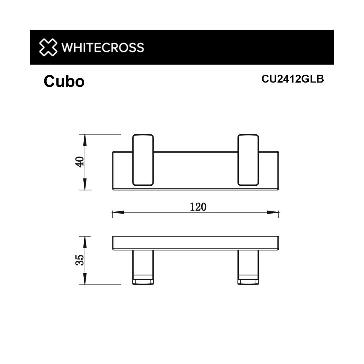 Крючок двойной WHITECROSS Cubo CU2412GLB (брашированное золото)