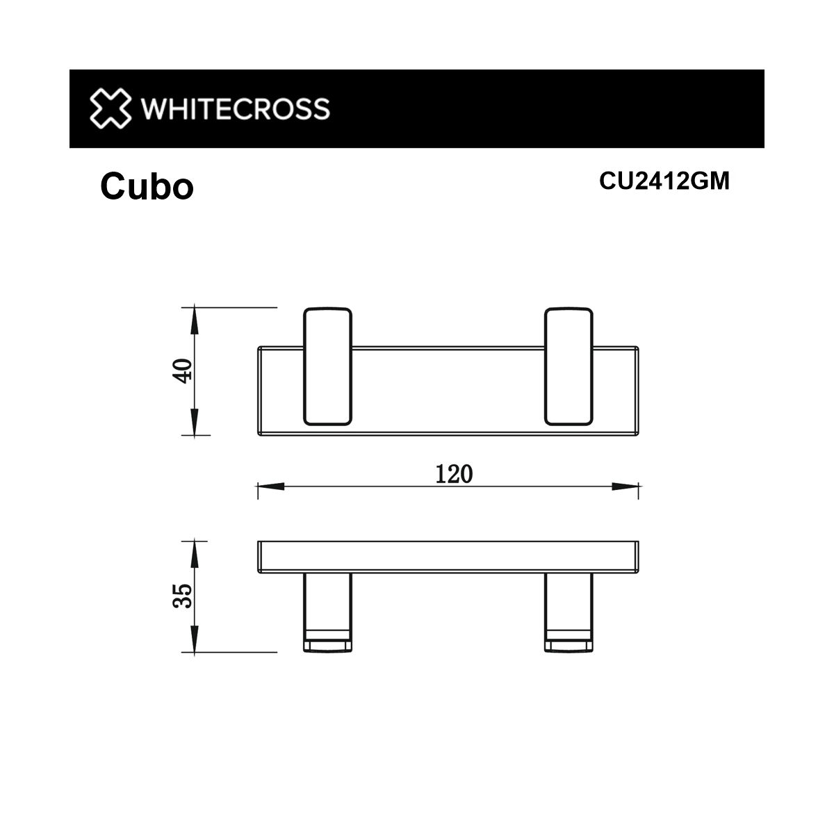 Крючок двойной WHITECROSS Cubo CU2412GM (оружейная сталь)