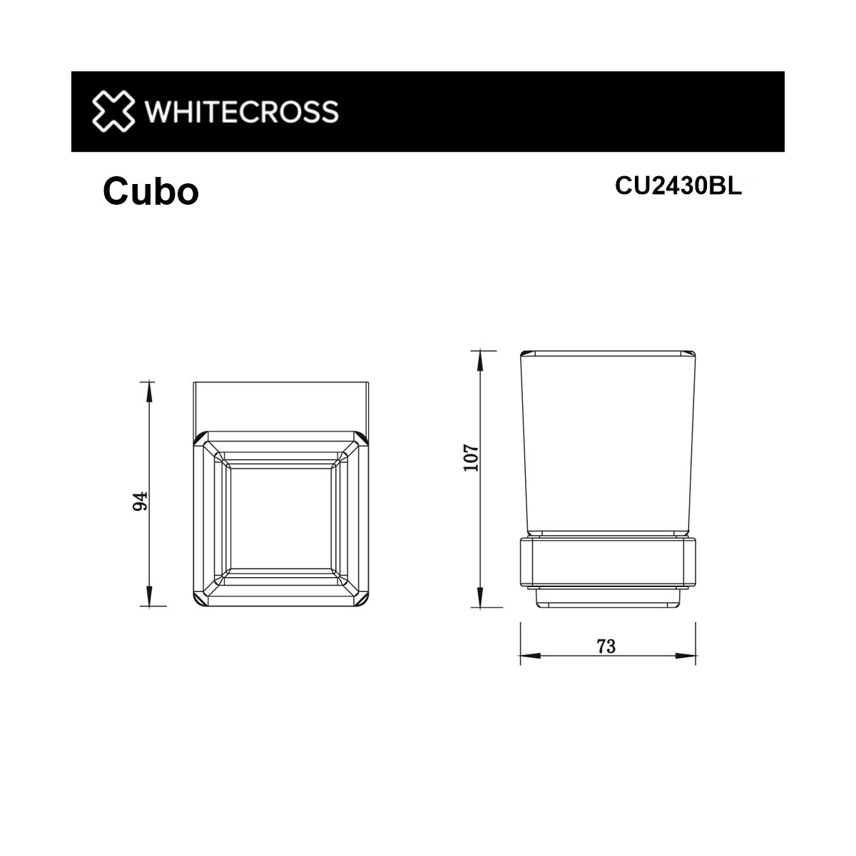 Стакан подвесной WHITECROSS Cubo CU2430BL (черный мат)
