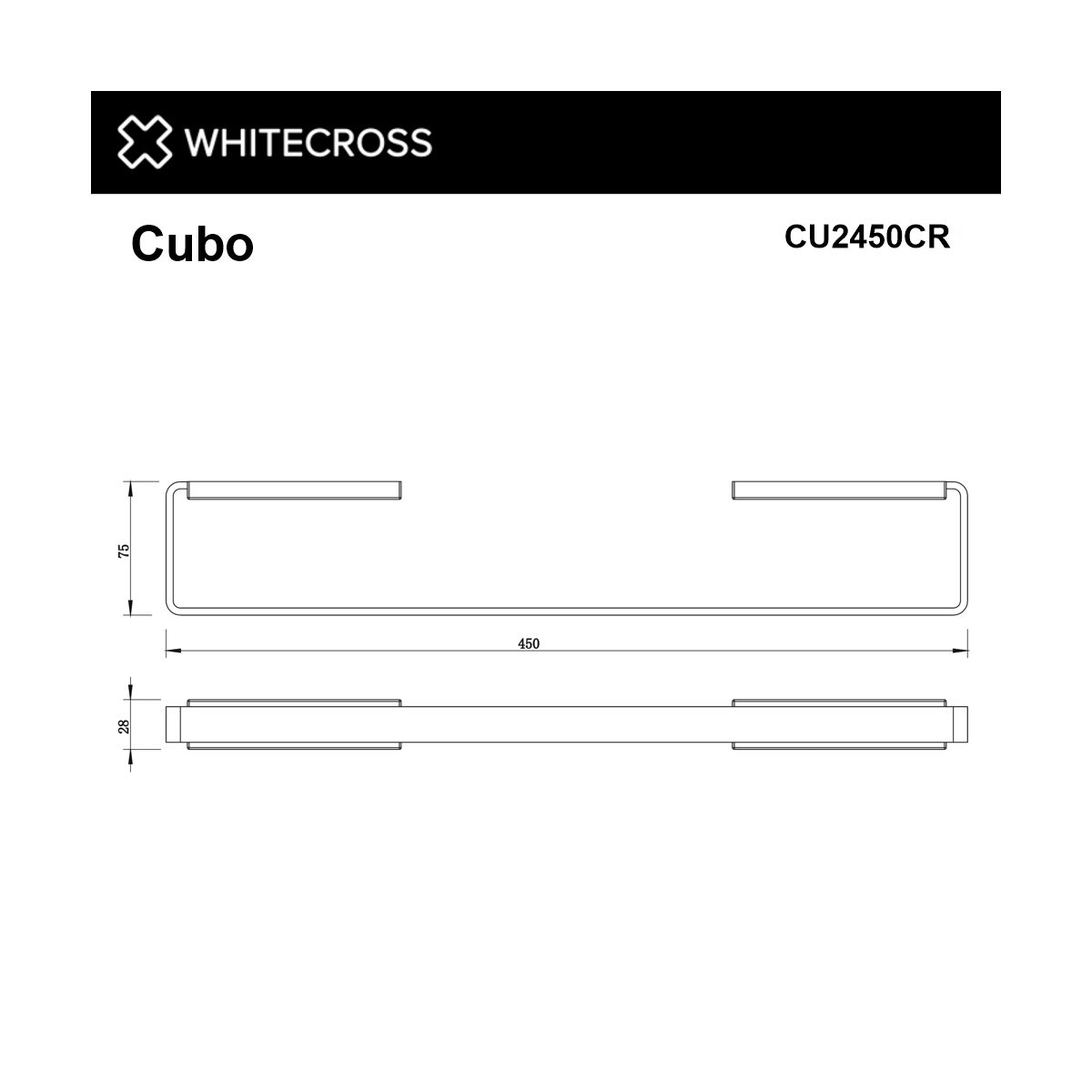Полотенцедержатель 450 мм. WHITECROSS Cubo CU2450CR (хром)