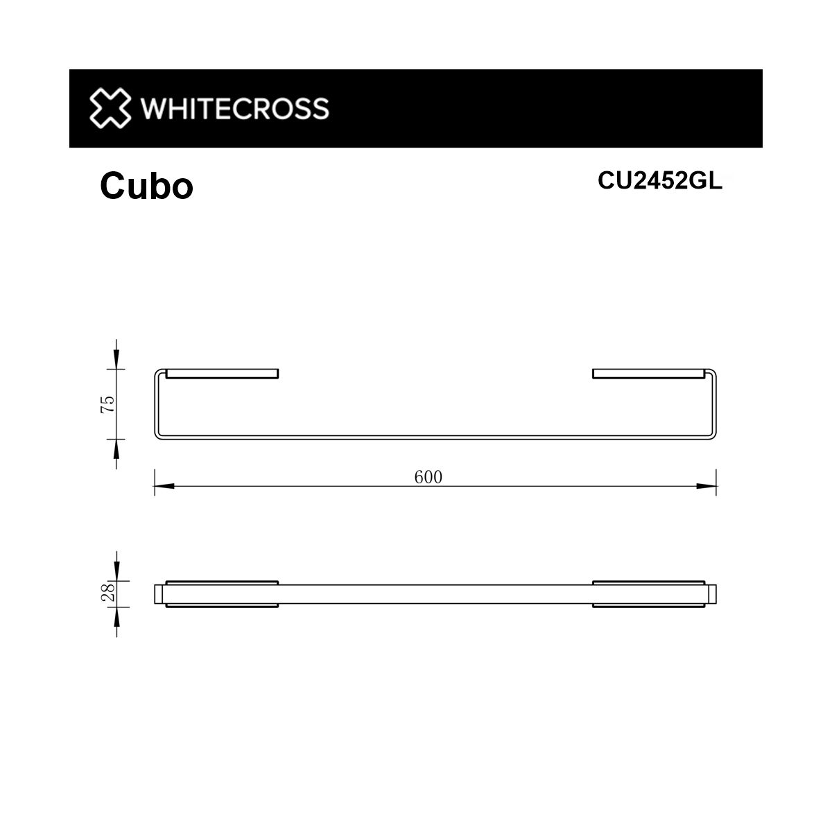 Полотенцедержатель 600 мм. WHITECROSS Cubo CU2452GL (золото)