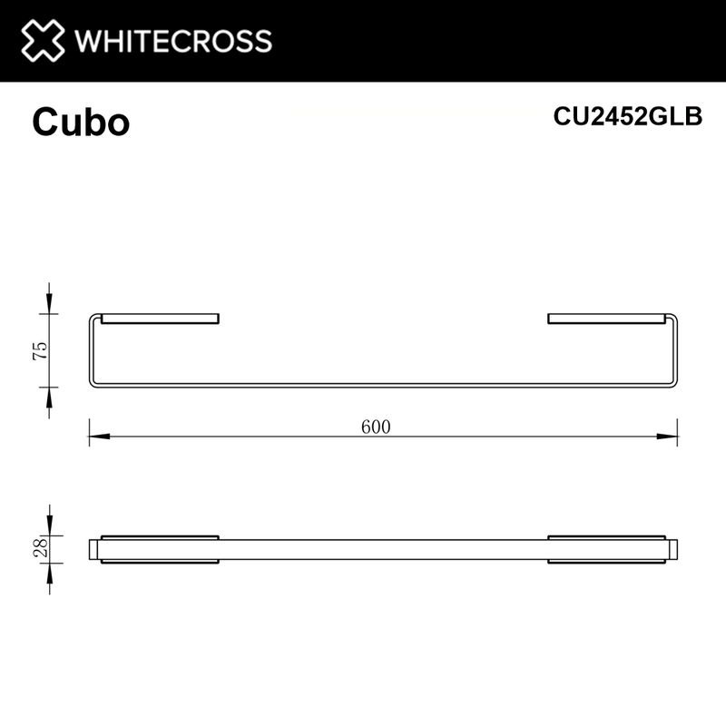 Держатель для полотенец WHITECROSS Cubo CU2452GLB (брашированное золото) 600 мм