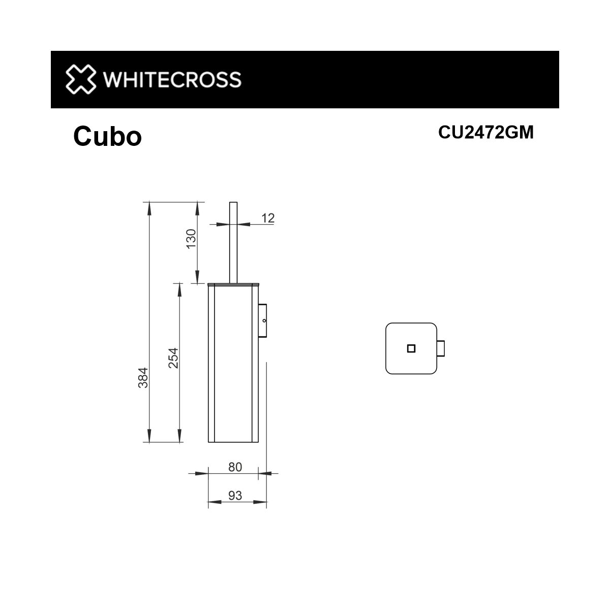 Ершик подвесной WHITECROSS Cubo CU2472GM (оружейная сталь)