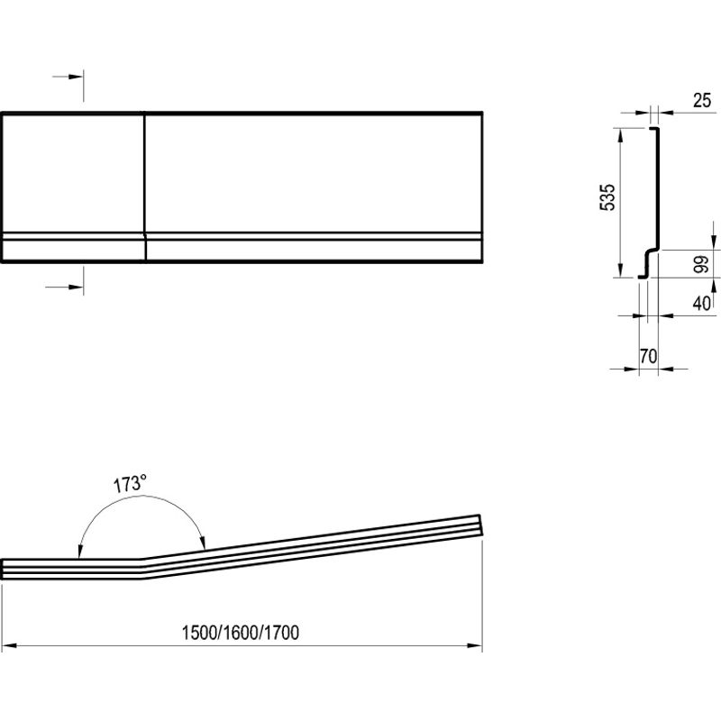 Экран для ванны фронтальный Ravak Be Happy II 150 P белый