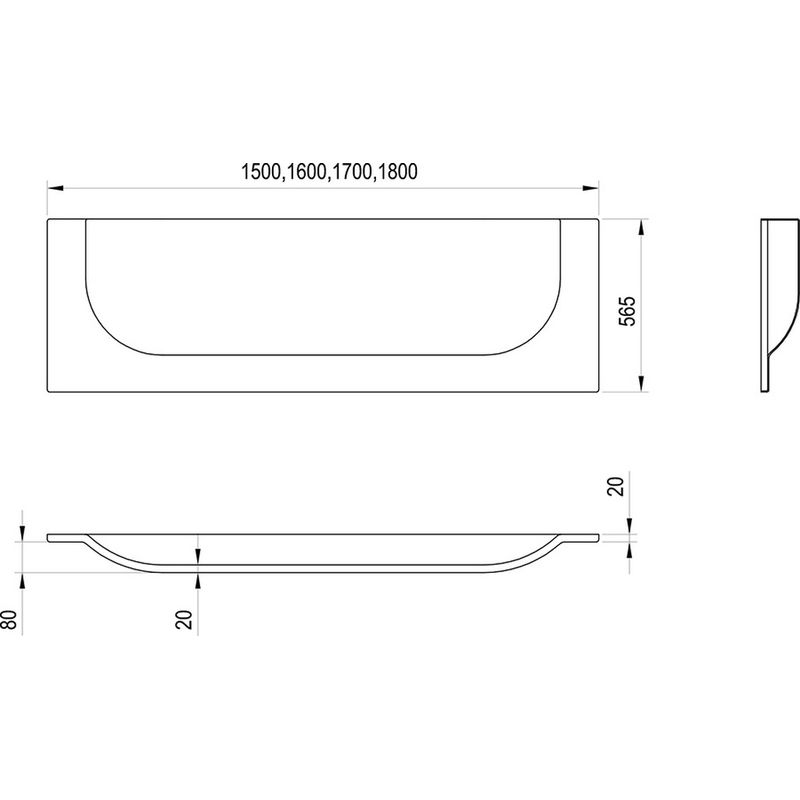 Экран для ванны фронтальный Ravak Arc 160 / CZE8100A00 белый с креплением