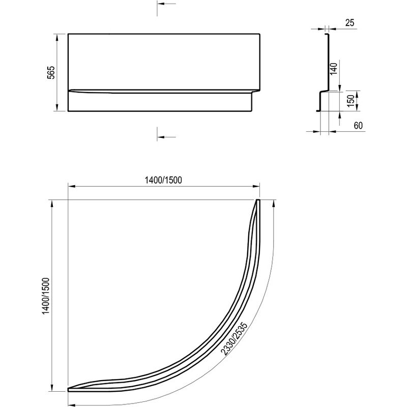 Экран для ванны фронтальный Ravak A 140 см / CZF1000AN0 белый (для ванны GENTIANA, NEW DAY)