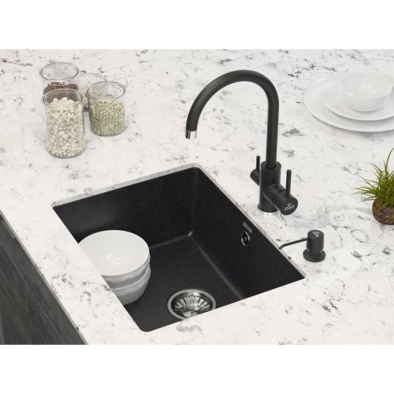 Дозатор для моющего средства Paulmark Sauber D001-418(BLM) черный металлик
