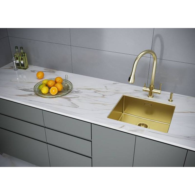 Дозатор для моющего средства Paulmark Decus D004-SBG светлое брашированное золото