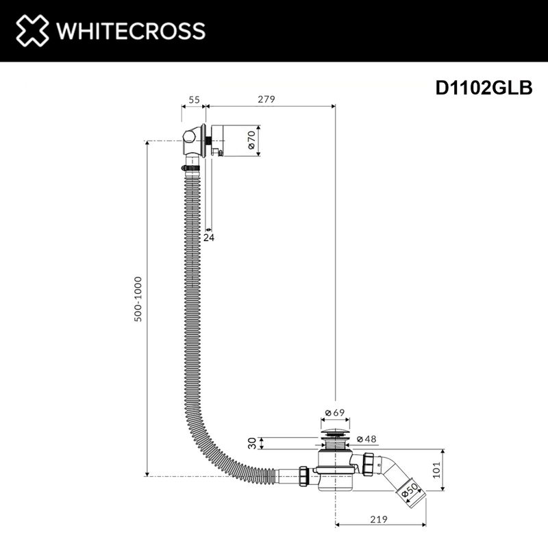 Сифон для ванны WHITECROSS Fill D1102GLB (брашированное золото)