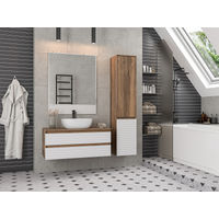 Шкаф-пенал для ванной Brevita Dakota 35 правый / DAK-050350-19/01П белый/темное дерево — 9