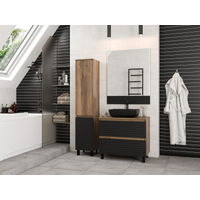 Шкаф-пенал для ванной Brevita Dakota 35 левый / DAK-050350-19/02Л черный/темное дерево — 12