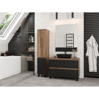 Шкаф-пенал для ванной Brevita Dakota 35 левый / DAK-050350-19/02Л черный/темное дерево — 11