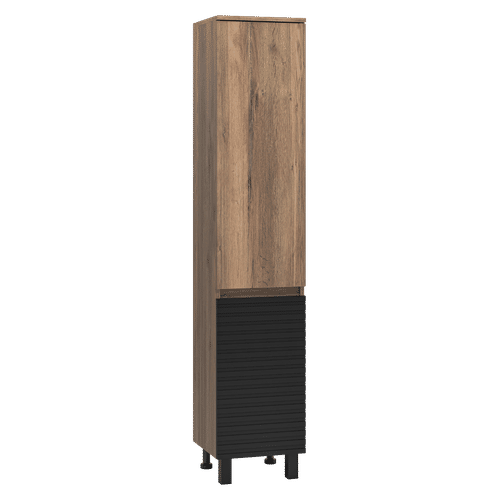 Шкаф-пенал для ванной Brevita Dakota 35 правый / DAK-050350-19/02П черный/темное дерево