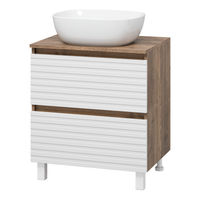 Тумба под раковину Brevita Dakota 60 напольная 2 ящ. / DAK-07060-19/01-2Я белый/темное дерево — 1