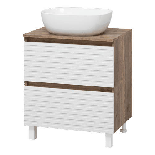Тумба под раковину Brevita Dakota 60 напольная 2 ящ. / DAK-07060-19/01-2Я белый/темное дерево