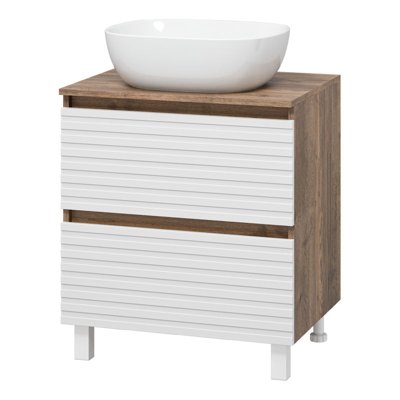 Тумба под раковину Brevita Dakota 60 напольная 2 ящ. / DAK-07060-19/01-2Я белый/темное дерево