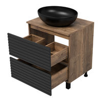 Тумба под раковину Brevita Dakota 60 напольная 2 ящ. / DAK-07060-19/02-2Я черный/темное дерево — 5