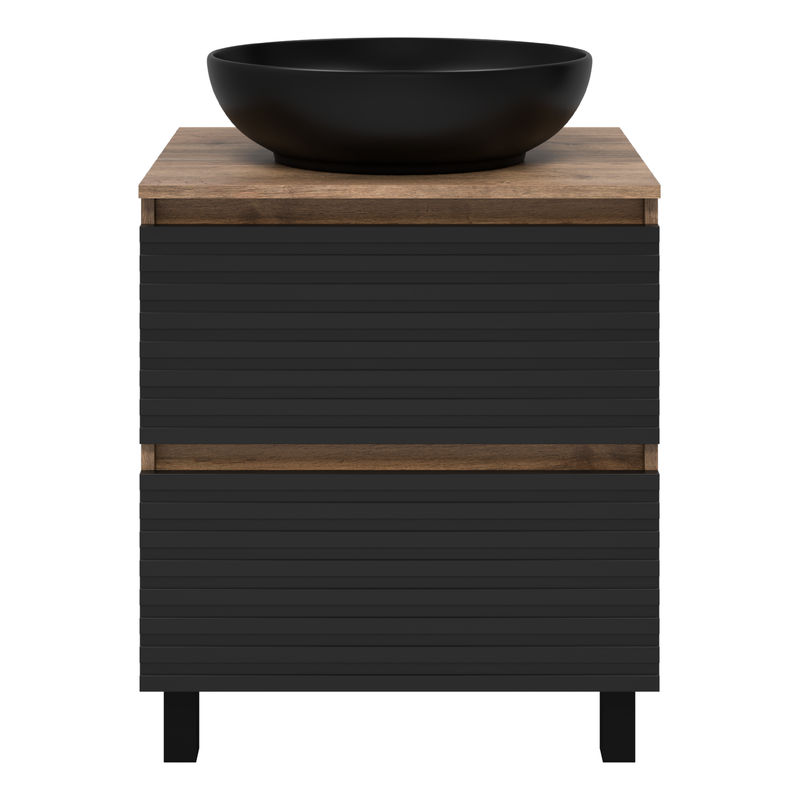 Тумба под раковину Brevita Dakota 60 напольная 2 ящ. / DAK-07060-19/02-2Я черный/темное дерево