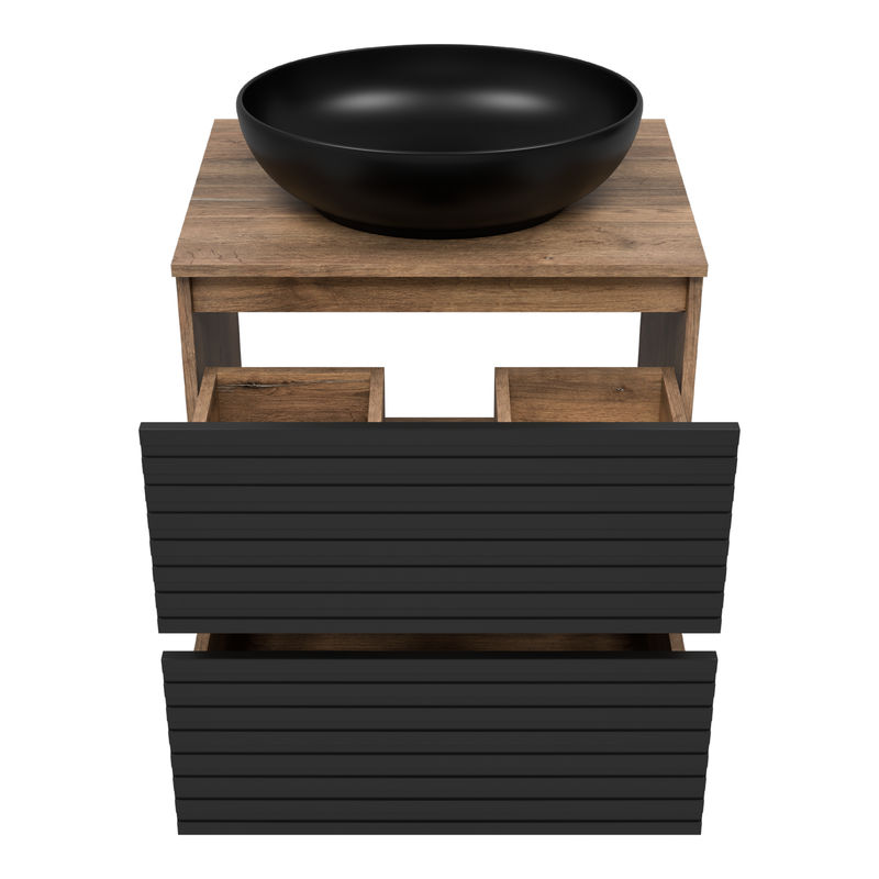 Тумба под раковину Brevita Dakota 60 напольная 2 ящ. / DAK-07060-19/02-2Я черный/темное дерево