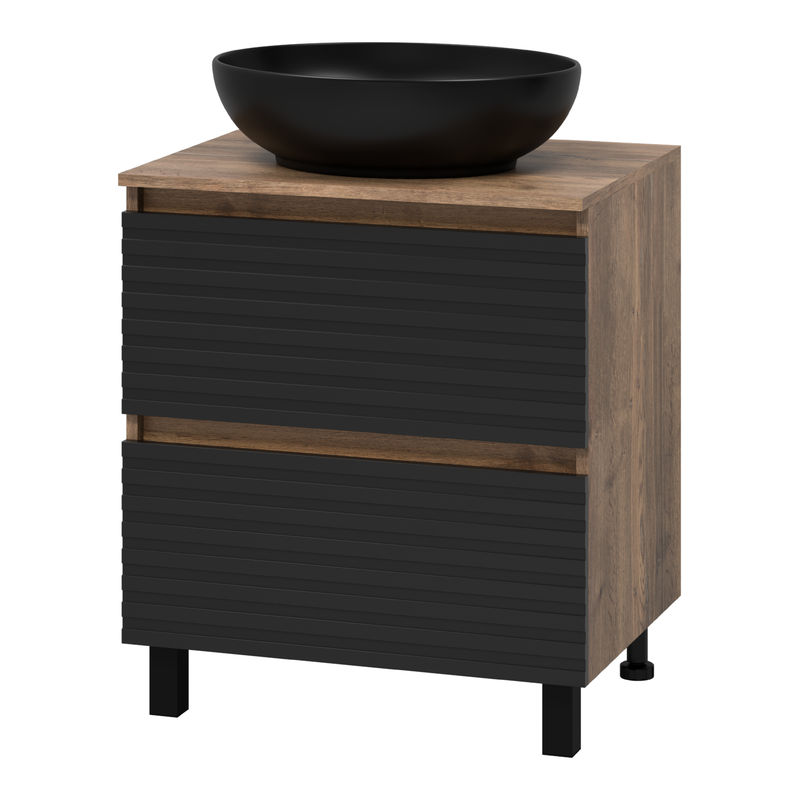 Тумба под раковину Brevita Dakota 60 напольная 2 ящ. / DAK-07060-19/02-2Я черный/темное дерево