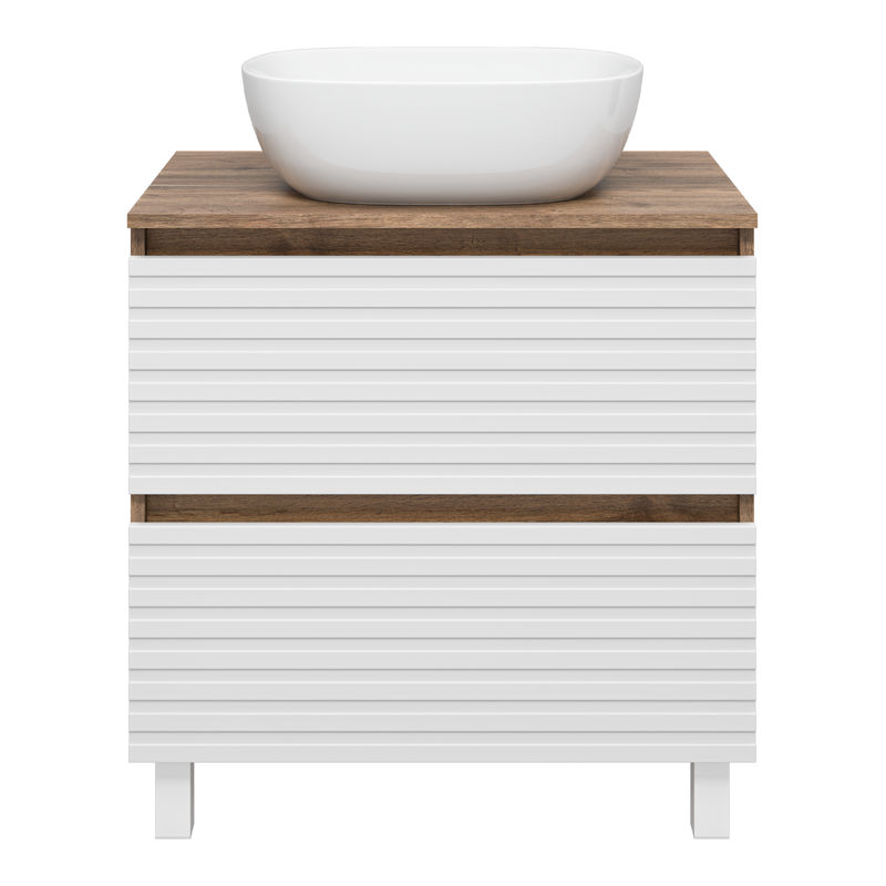 Тумба под раковину Brevita Dakota 70 напольная 2 ящ. / DAK-07070-19/01-2Я белый/темное дерево