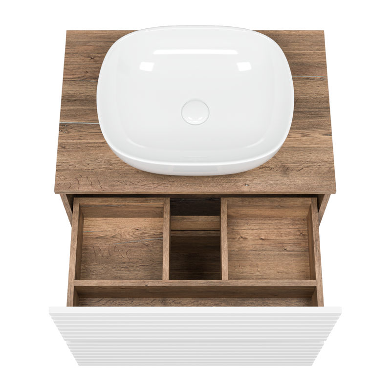 Тумба под раковину Brevita Dakota 70 напольная 2 ящ. / DAK-07070-19/01-2Я белый/темное дерево