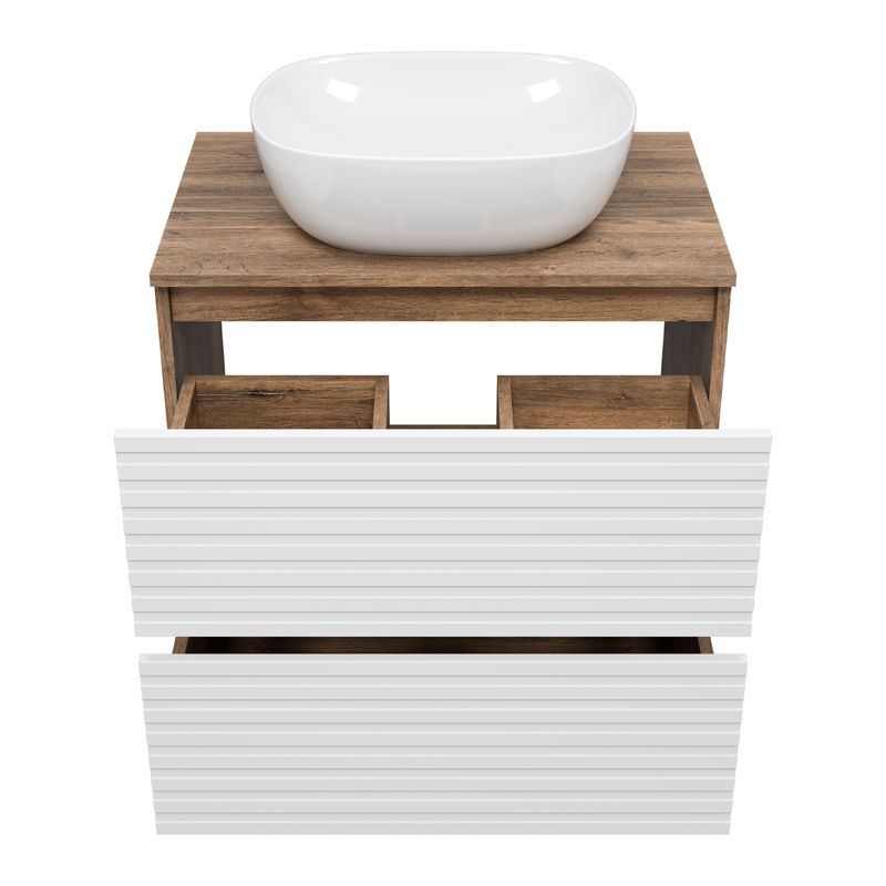 Тумба под раковину Brevita Dakota 70 напольная 2 ящ. / DAK-07070-19/01-2Я белый/темное дерево