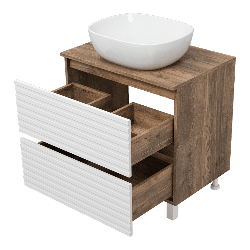 DAKOTA - 70 Тумба напольная 2 ящ., белый/темное дерево