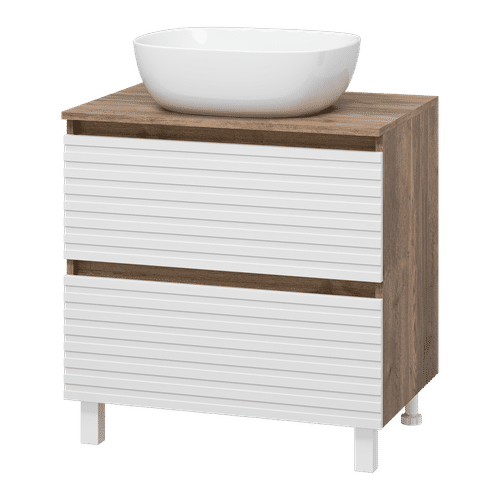 Тумба под раковину Brevita Dakota 70 напольная 2 ящ. / DAK-07070-19/01-2Я белый/темное дерево