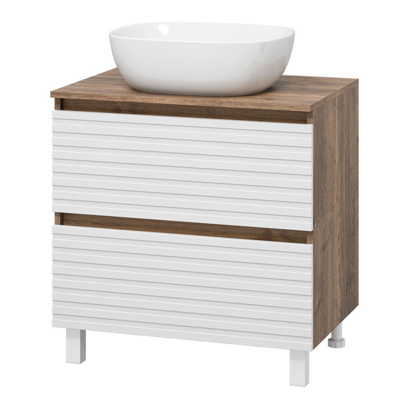 Тумба под раковину Brevita Dakota 70 напольная 2 ящ. / DAK-07070-19/01-2Я белый/темное дерево