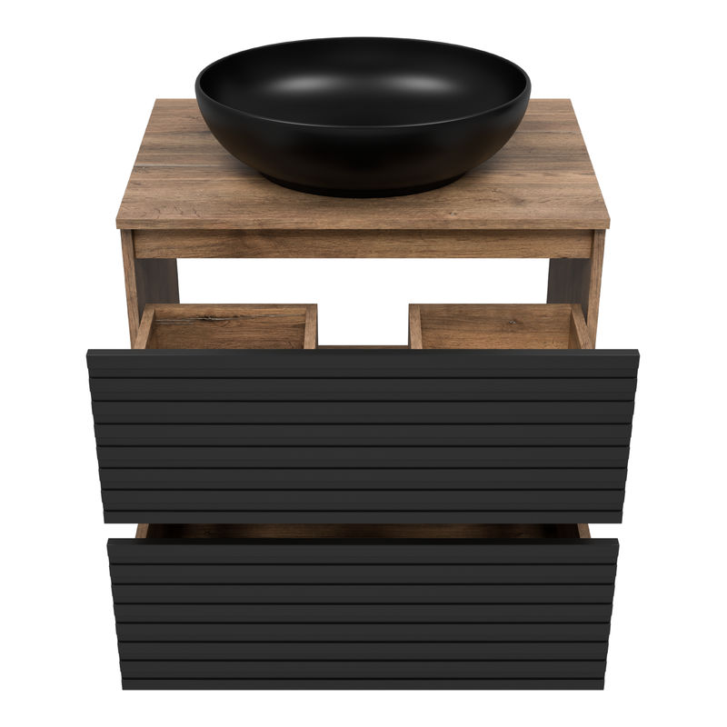 Тумба под раковину Brevita Dakota 70 напольная 2 ящ. / DAK-07070-19/02-2Я черный/темное дерево