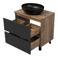Тумба под раковину Brevita Dakota 70 напольная 2 ящ. / DAK-07070-19/02-2Я черный/темное дерево — 5