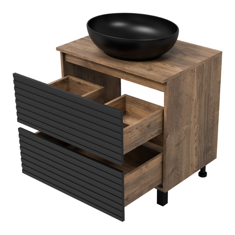 Тумба под раковину Brevita Dakota 70 напольная 2 ящ. / DAK-07070-19/02-2Я черный/темное дерево