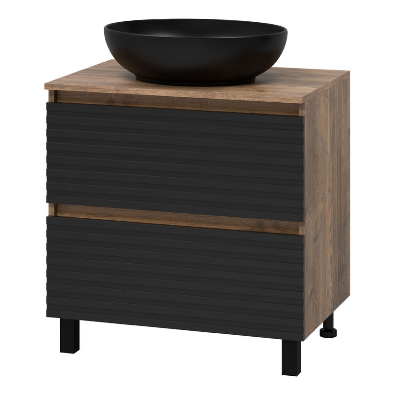 Тумба под раковину Brevita Dakota 70 напольная 2 ящ. / DAK-07070-19/02-2Я черный/темное дерево