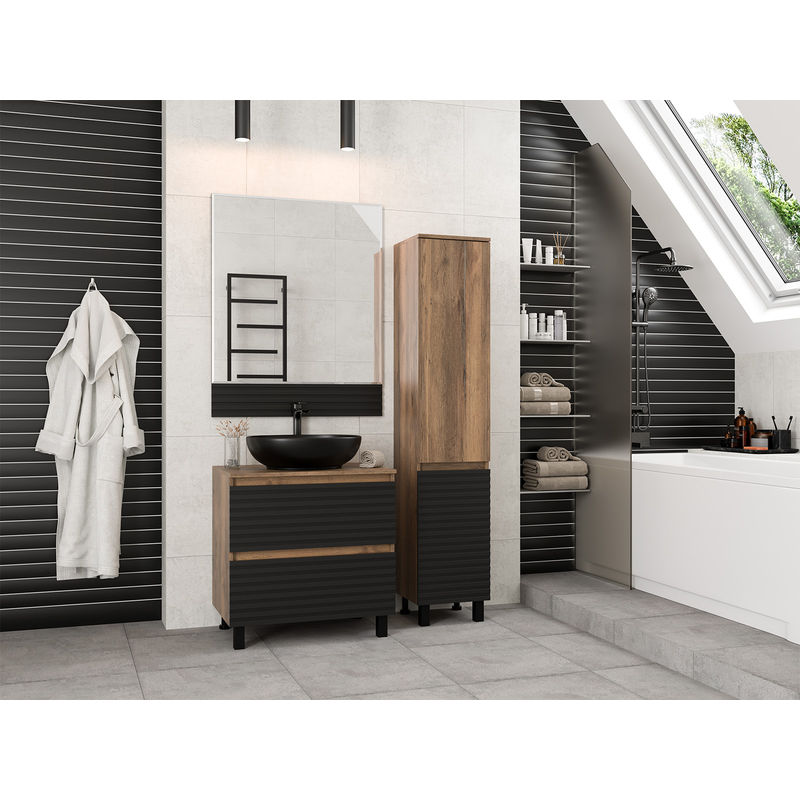 Тумба под раковину Brevita Dakota 70 напольная 2 ящ. / DAK-07070-19/02-2Я черный/темное дерево