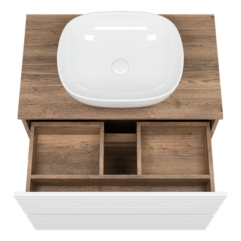 Тумба под раковину Brevita Dakota 80 напольная 2 ящ. / DAK-07080-19/01-2Я белый/темное дерево