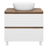 Тумба под раковину Brevita Dakota 80 напольная 2 ящ. / DAK-07080-19/01-2Я белый/темное дерево — 2